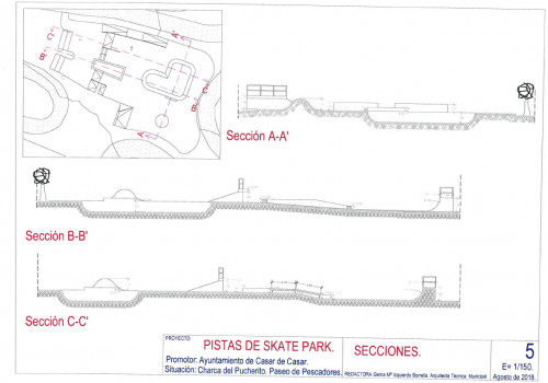 Plano de secciÃ³n del Skate Park de Casar de CÃ¡ceres